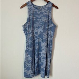 OCEAN + COAST Blue & White Printed Wicking Sleeveless Athletic Dress